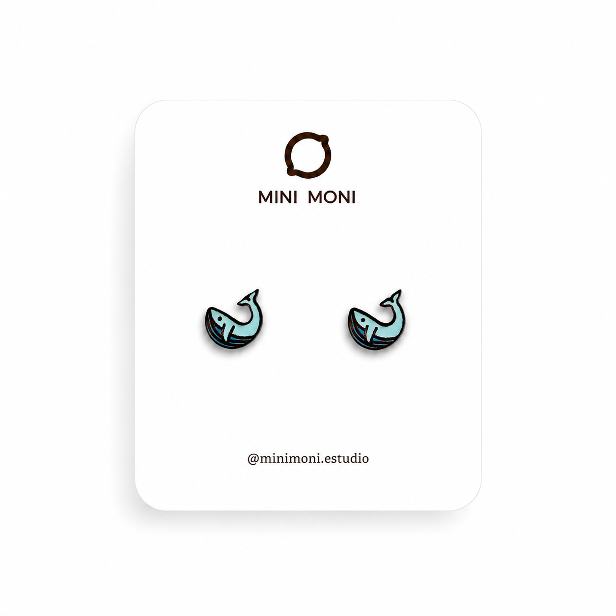 Pendientes de madera pintados a mano con forma de ballena MINIMONI