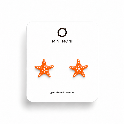 Pendientes de madera pintados a mano con forma de estrella de mar MINIMONI.
