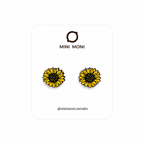 Pendientes de madera pintados a mano con forma de girasol de MINIMONI.
