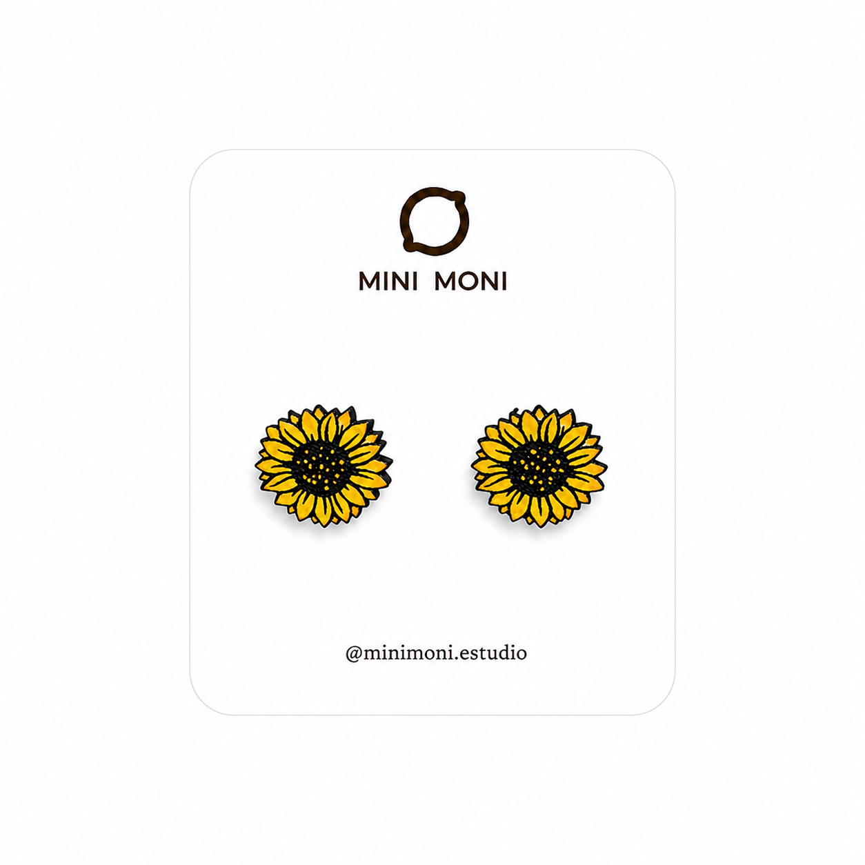 Pendientes de madera pintados a mano con forma de girasol de MINIMONI.