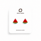 Pendientes de madera pintados a mano con forma de sandia de MINIMONI