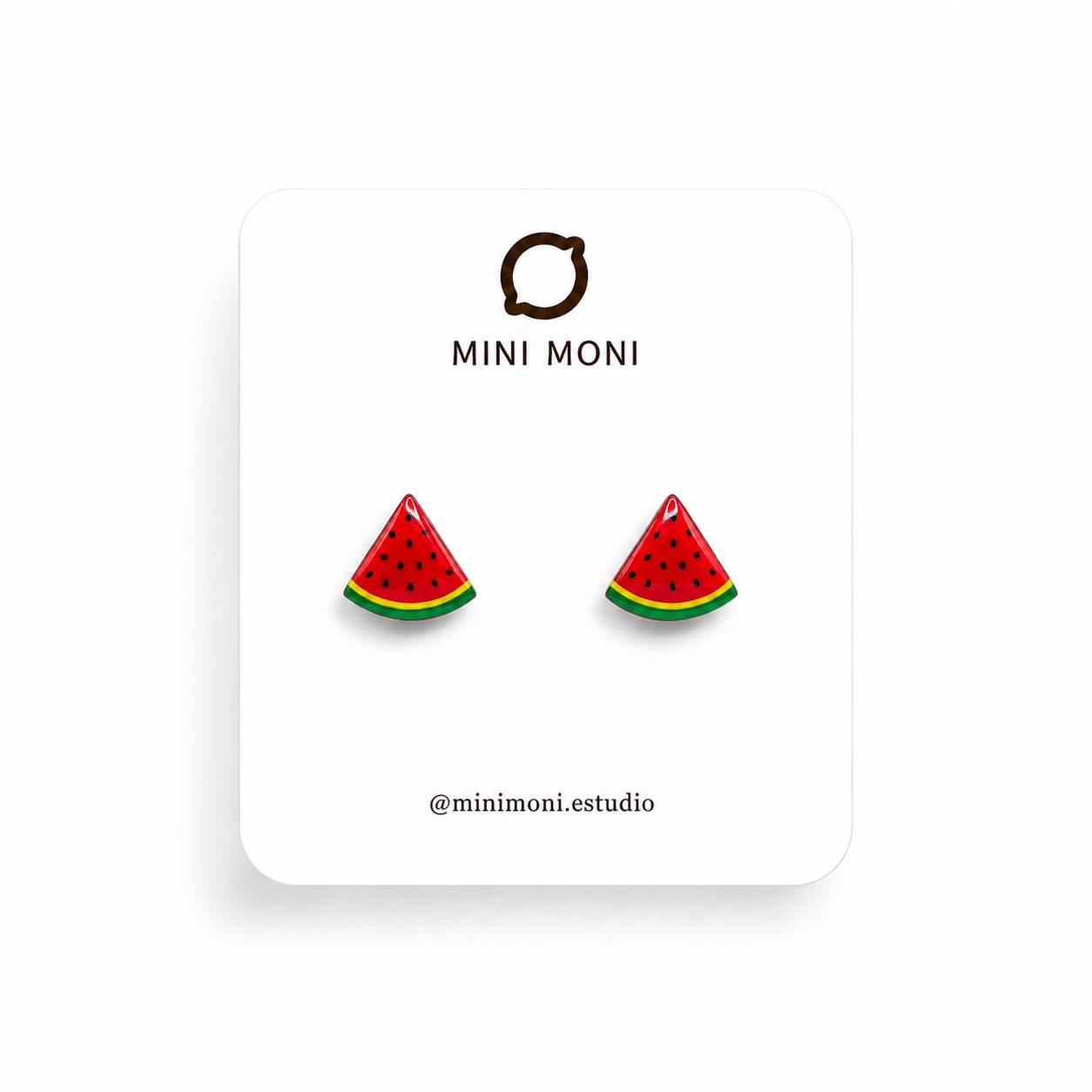 Pendientes de madera pintados a mano con forma de sandia de MINIMONI
